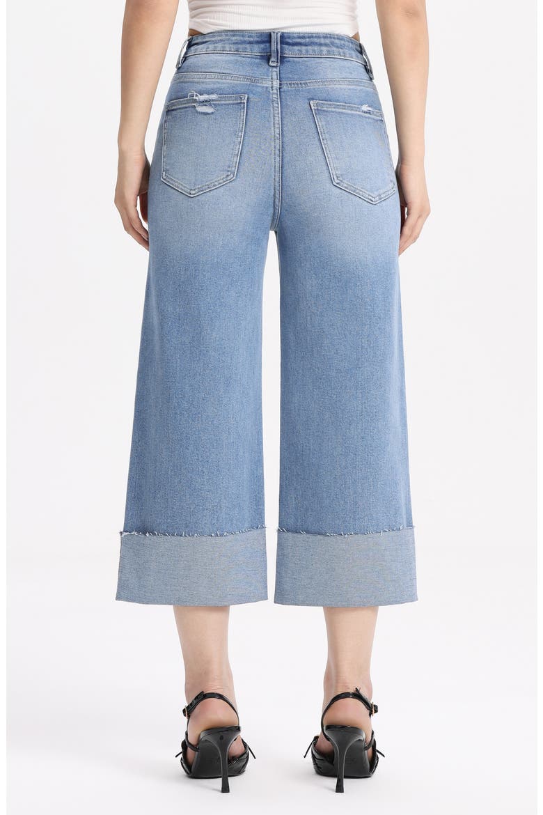 Cuffed Raw Hem High Waist Crop High Waist Wide Leg Jeans, Alternate, color, LIGHT BLUE