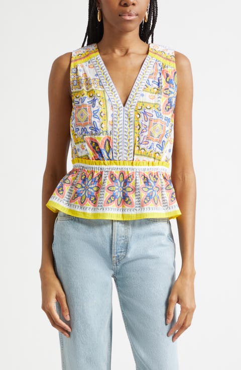 Lyra Tile Print Cotton Top