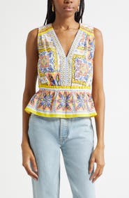 Ramy Brook Lyra Tile Print Cotton Top