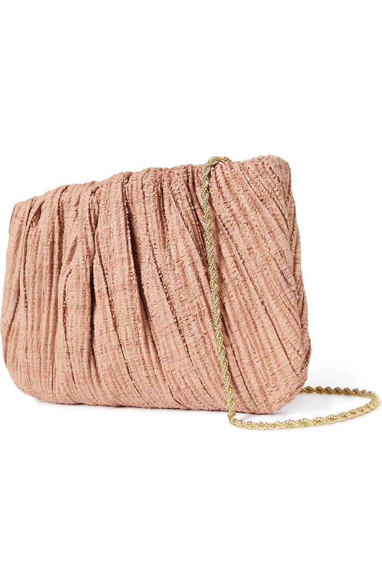 Loeffler Randall Brit Pleated Raffia Clutch, Alternate, color, Blush