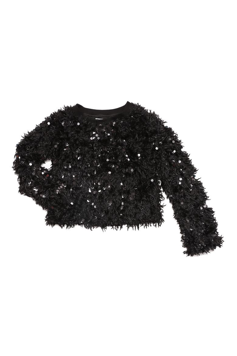 Kids' Sequin Texture Sweater, Main, color, BLACK
