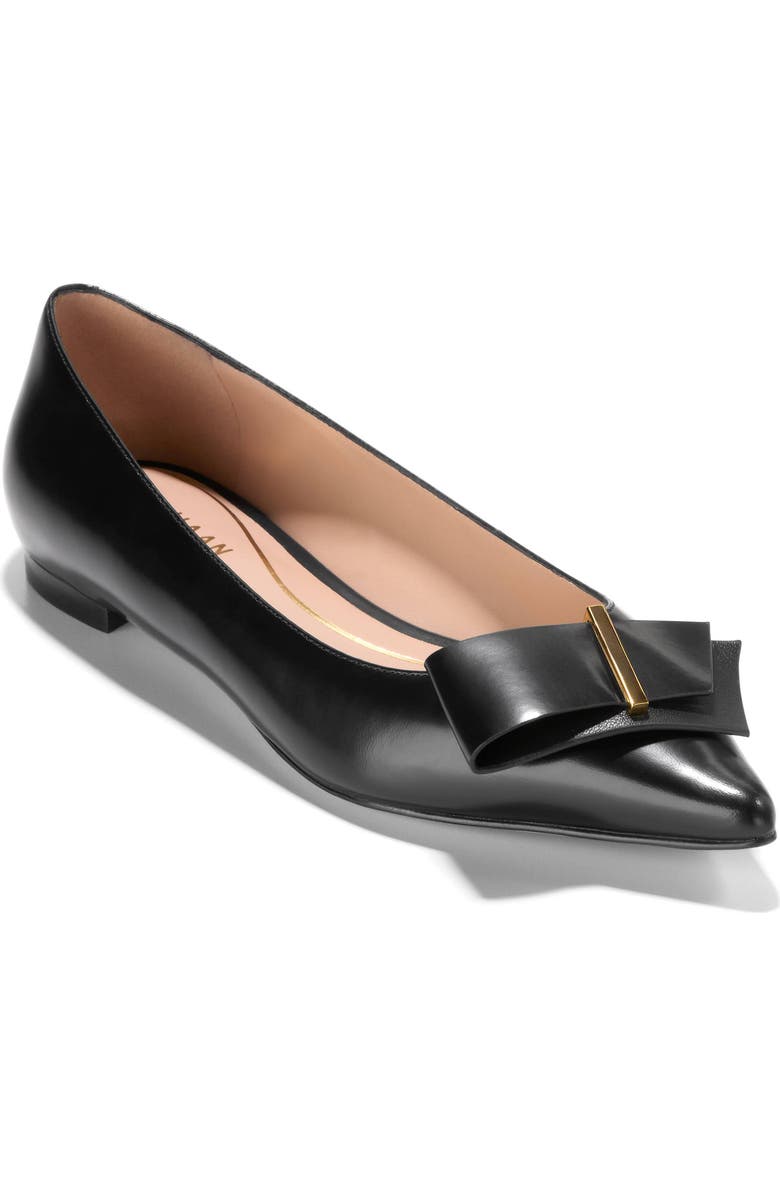 Cole Haan Felicia Bow Ballet Flat, Main, color, Black Leather