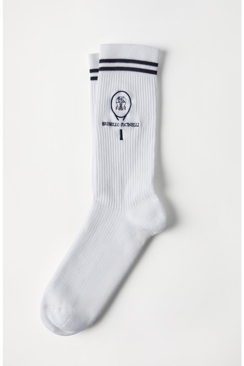 Socks with Tennis logo, Alternate, color, White