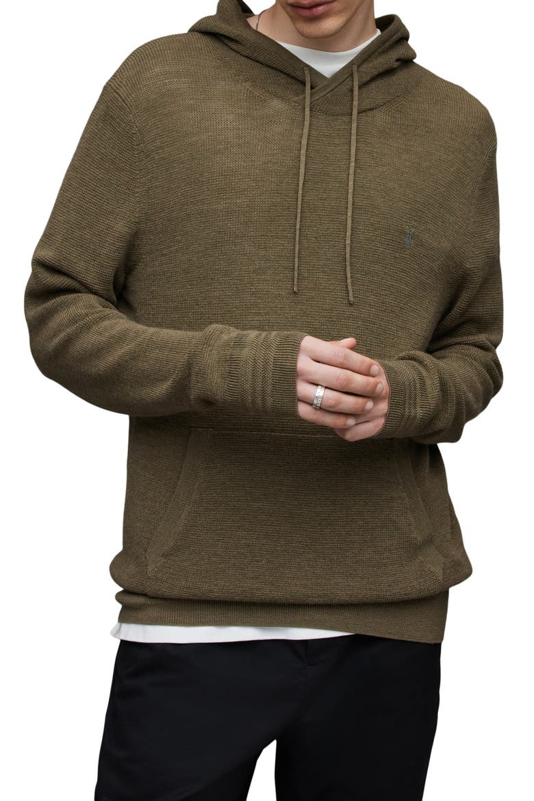 Ivar Merino Wool Hoodie, Main, color, OLIVE GREEN MARL
