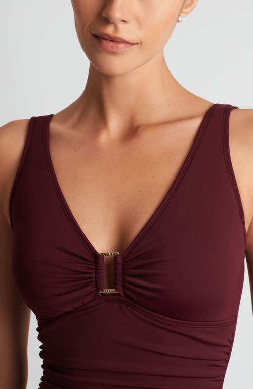 Ralph Lauren Ring Over The Shoulder Tummy Control One Piece Swimsuit