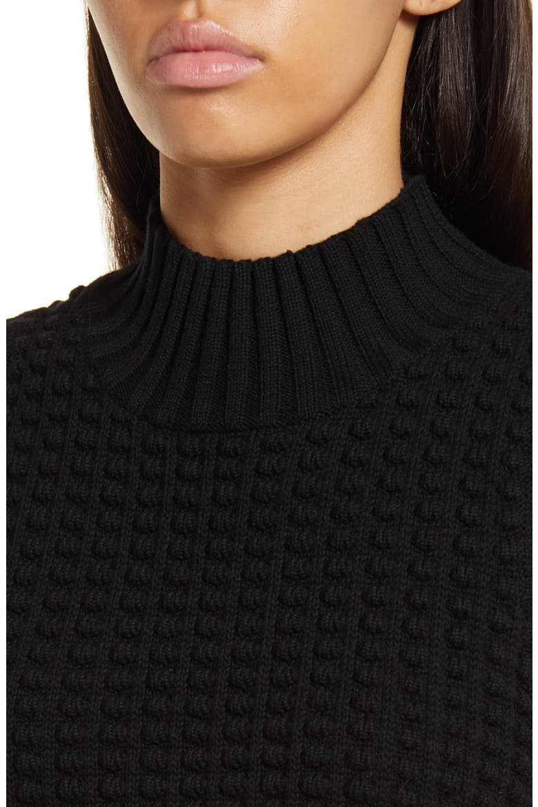 Mozart Popcorn Stitch Sleeveless Cotton Sweater, Alternate, color, BLACK