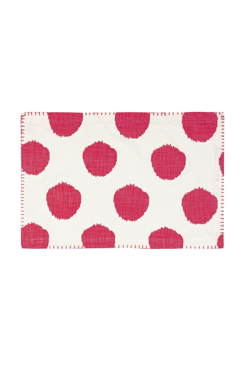 Ruby Dot 100% Cotton Printed Set of 4 Placemats 14" x 20", Main, color, Red