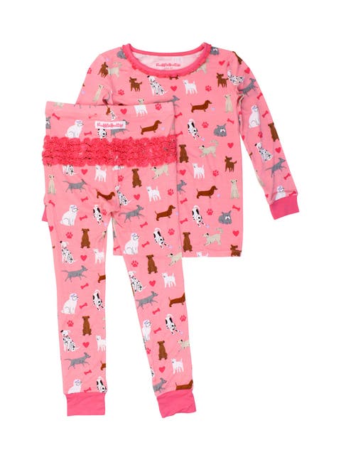 SoftSnooze Toddler Girls Ruffle Long Sleeve Pajama Set