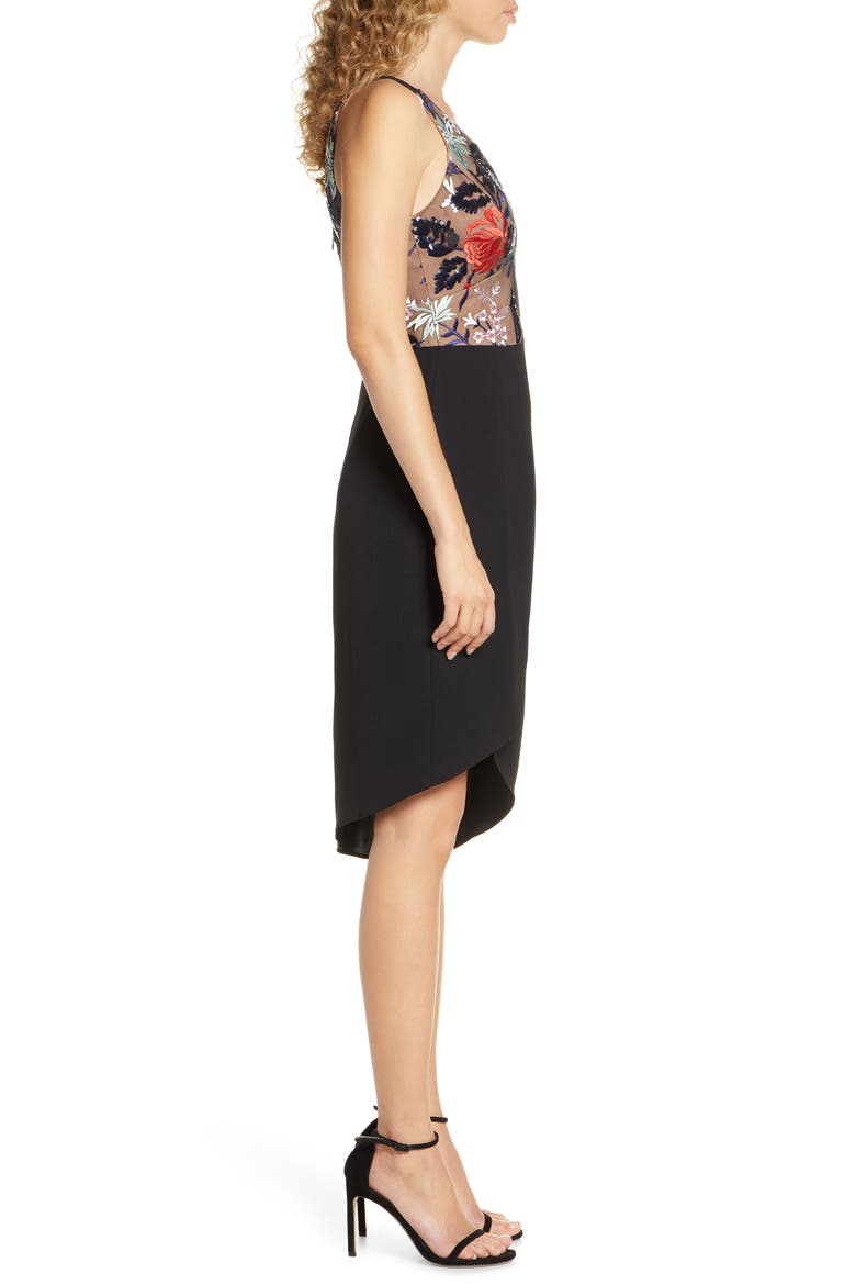 Embroidered High/Low Dress, Alternate, color, BLACK MULTI