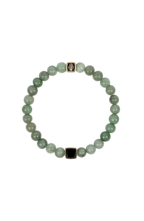Men's Jade Onyx Hamsa Charm Beaded Bracelet Abundant Support