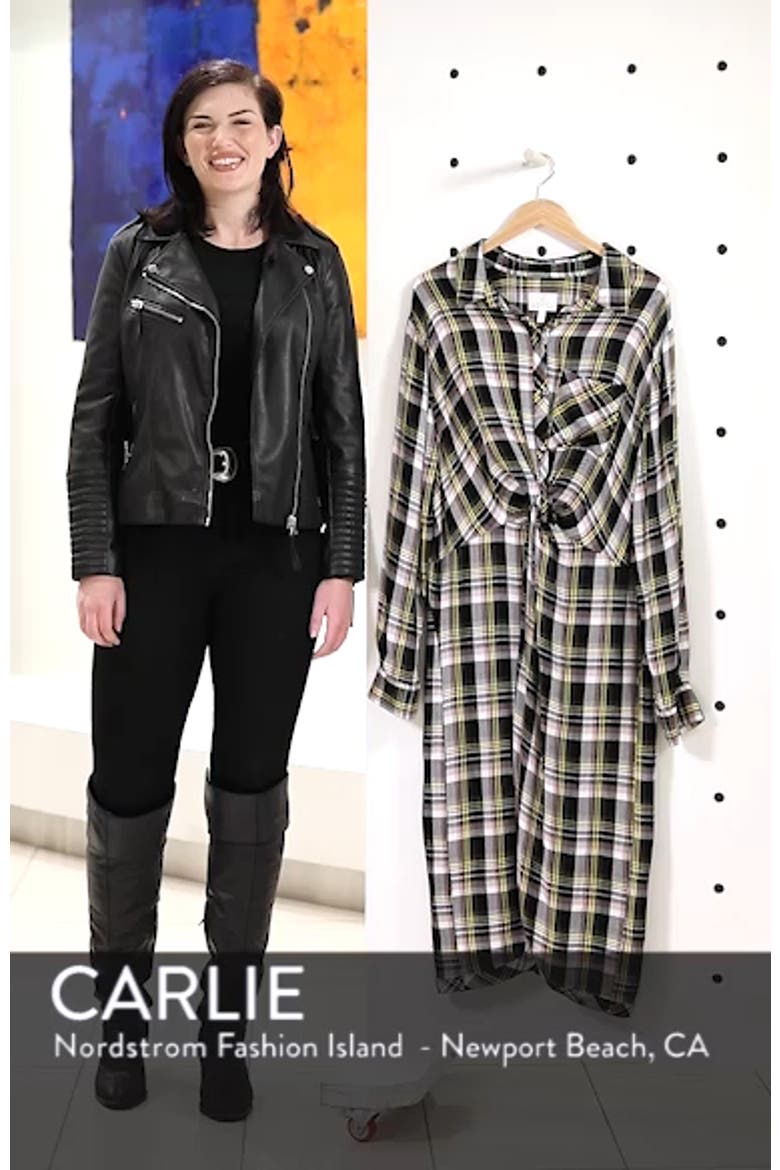 Knot Front Plaid Shirtdress video