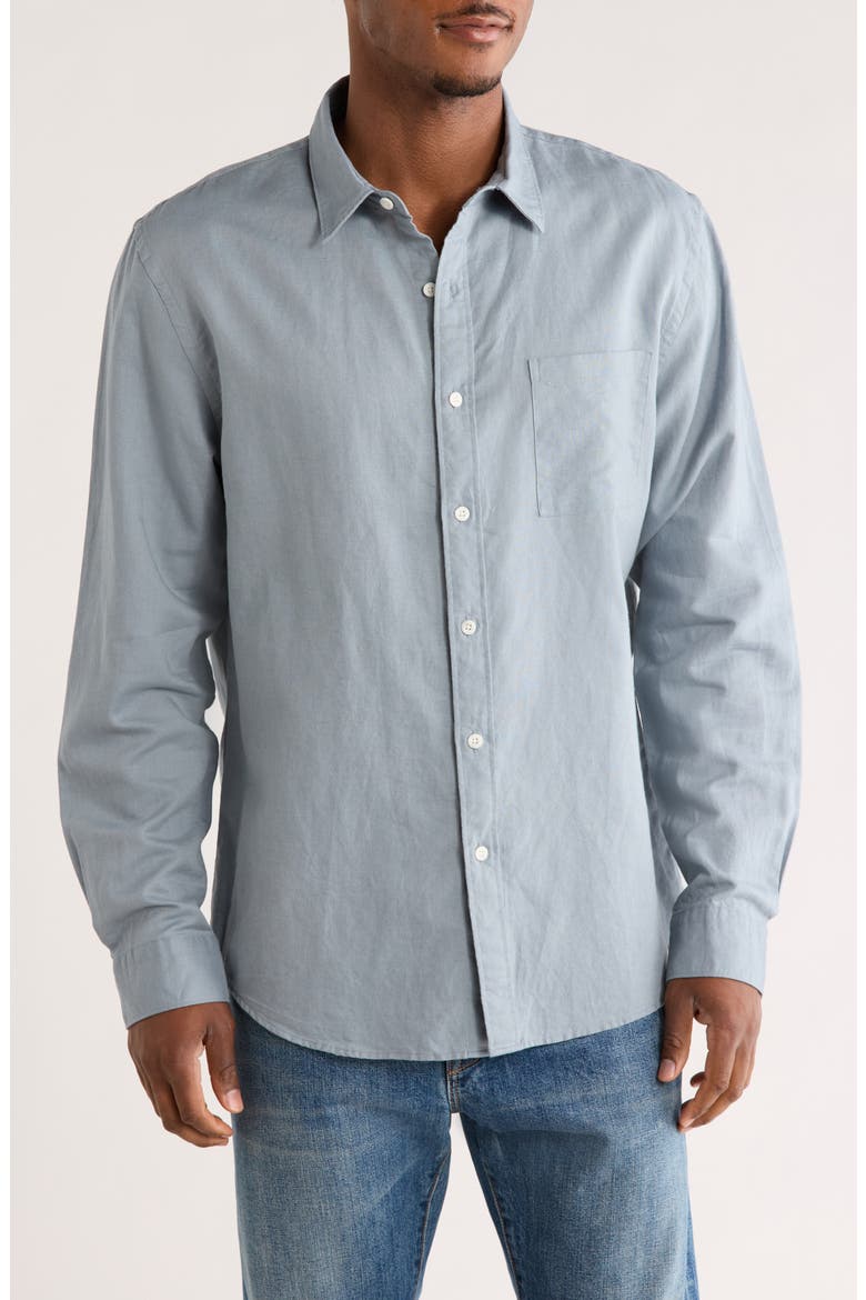 Classic Fit Linen Blend Button-Up Shirt, Main, color, CHALK BLUE