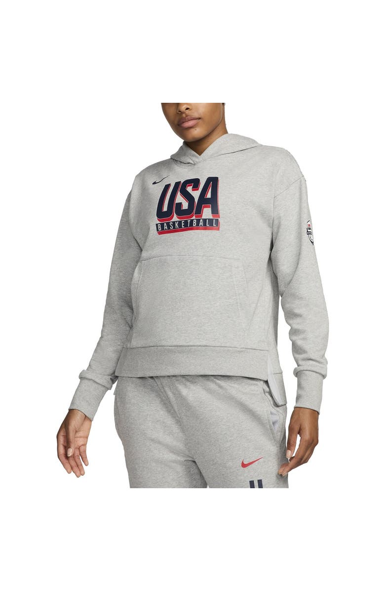 Nike Women's Nike Gray USA Basketball Authentic Practice Club Pullover Hoodie, Main, color, 