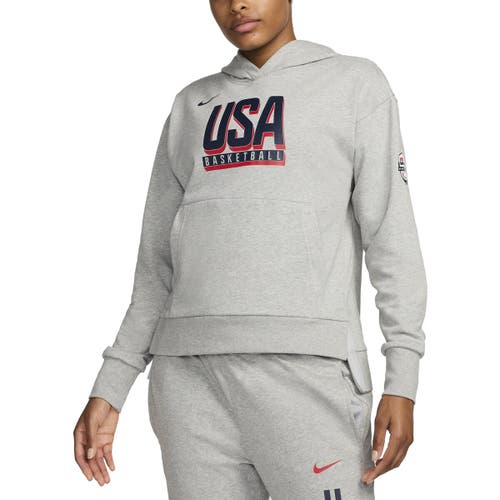 NIKE NIKE GRAY USA BASKETBALL AUTHENTIC PRACTICE CLUB PULLOVER HOODIE