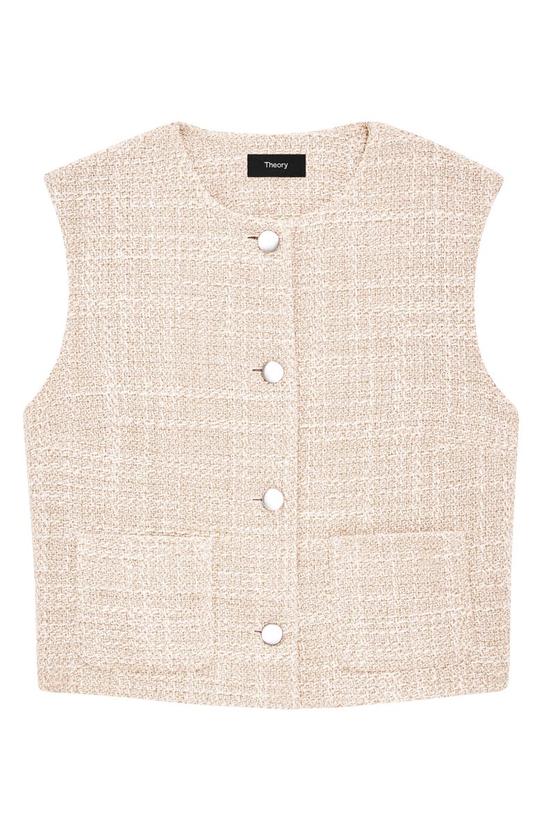 Theory Crop Tweed Vest, Alternate, color, Taupe Multi