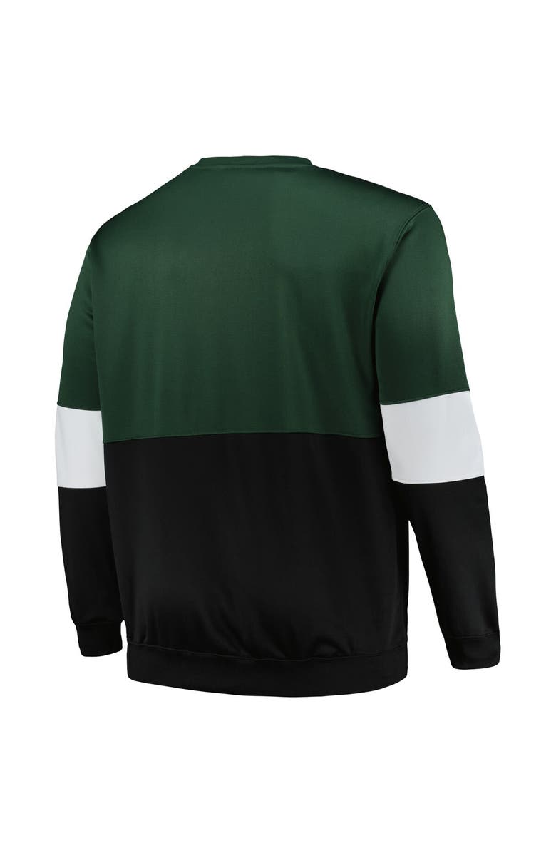 FANATICS Men's Fanatics Branded Hunter Green/Black Milwaukee Bucks Big & Tall Split Pullover Sweatshirt, Alternate, color, Hunter Green