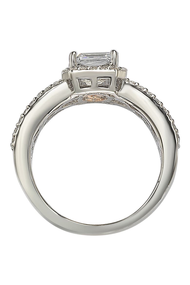 Sterling Silver Asscher Cut White Cubic Zirconia Bridal Ring, Alternate, color, WHITE