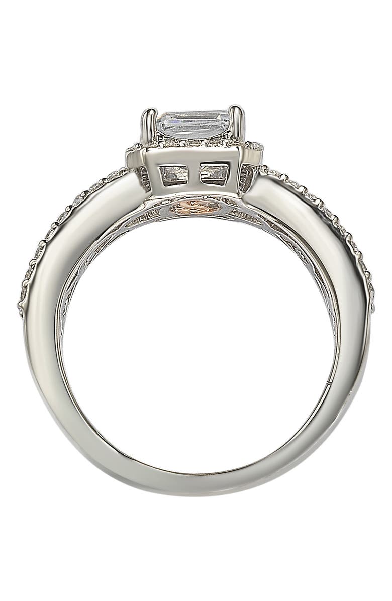 SUZY LEVIAN Sterling Silver Asscher Cut White Cubic Zirconia Bridal Ring, Alternate, color, White