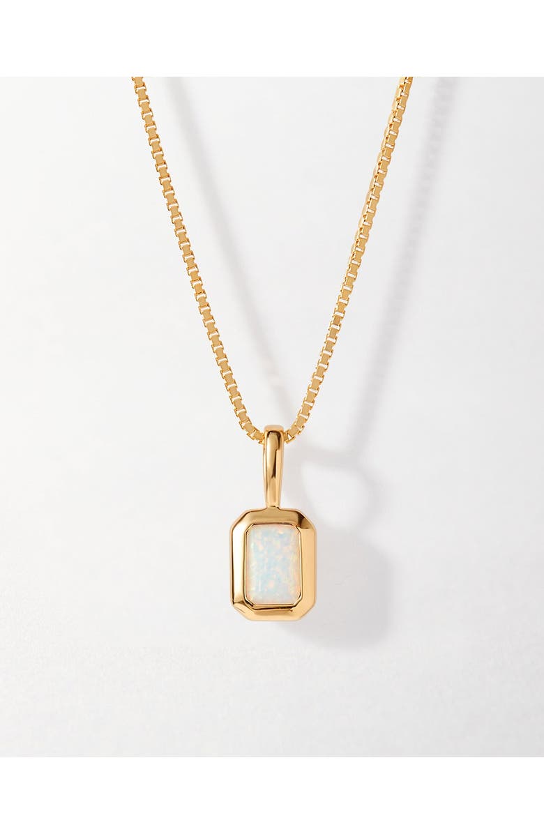 Edge of Ember Deco Birthstone Necklace, Main, color, Opal (October)