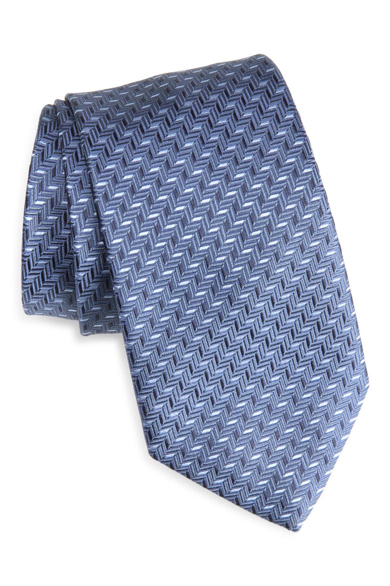 Geometric Silk Tie, Main, color, NAVY