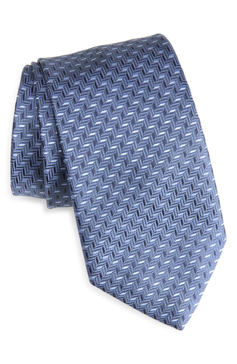 Canali Geometric Silk Tie, Main, color, Navy