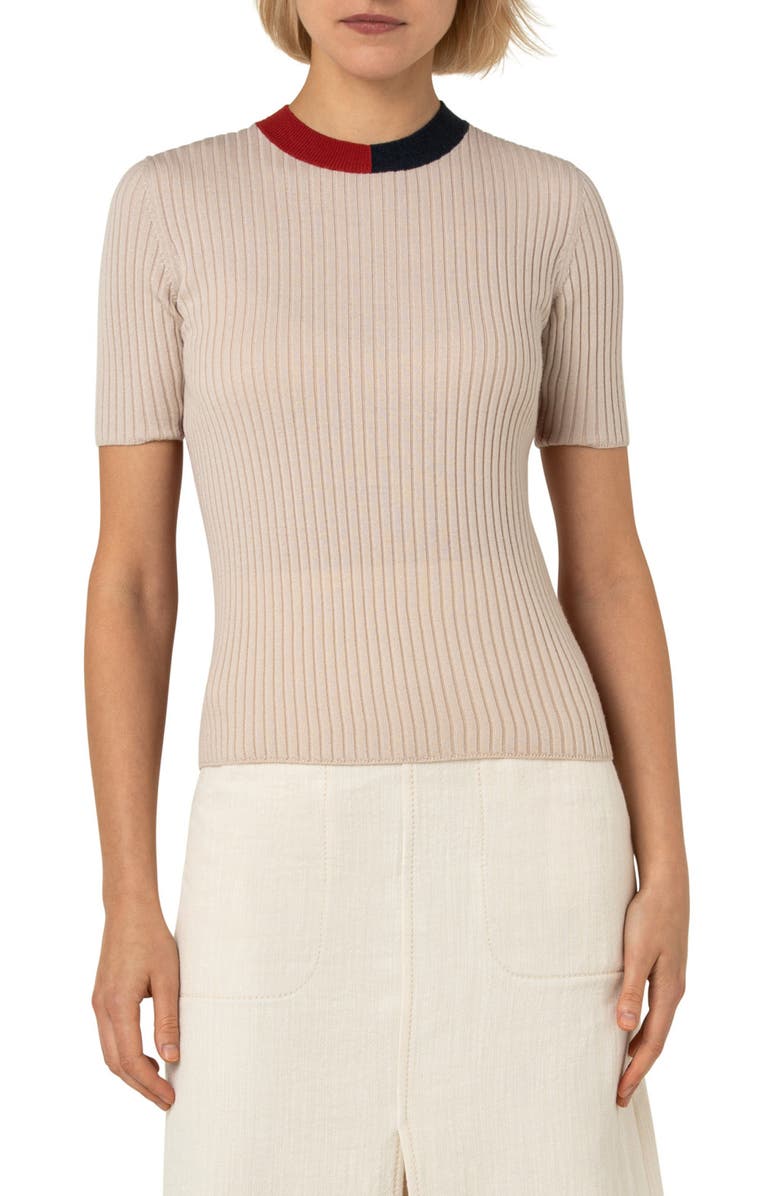 Akris punto Colorblock Ribbed Wool Sweater, Main, color, 