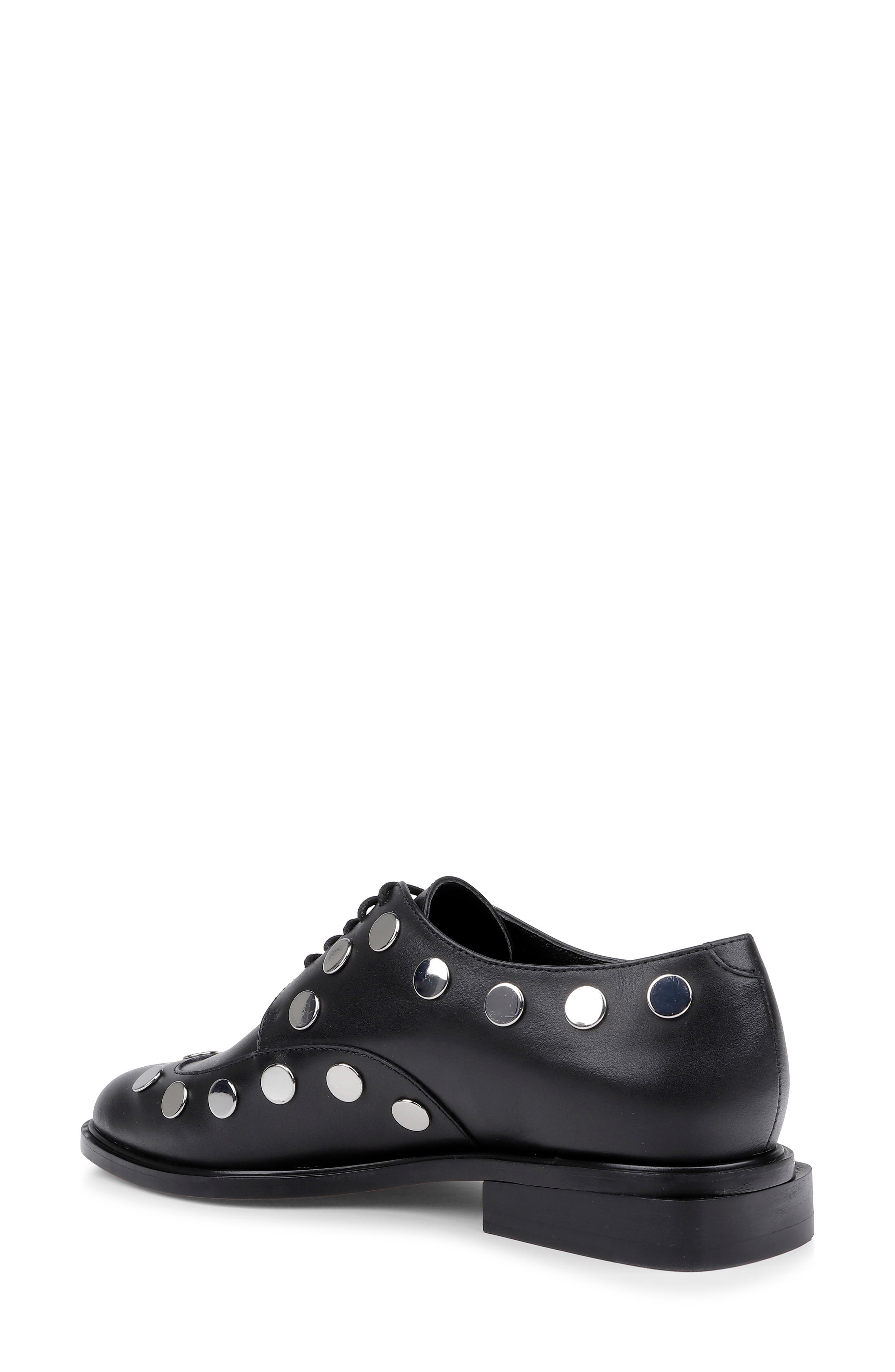 CLERAE Jive Studded Flat, Alternate, color, Black Leather