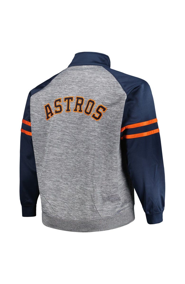 PROFILE Men's Navy/Heather Gray Houston Astros Big & Tall Raglan Full-Zip Track Jacket, Alternate, color, 