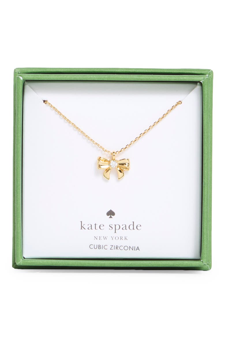 Mini Bow Pendant Necklace, Main, color, CLEAR/ GOLD