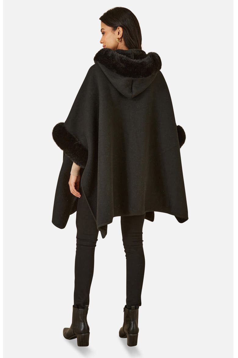 Hooded Fur Cape Jacket, Alternate, color, Black