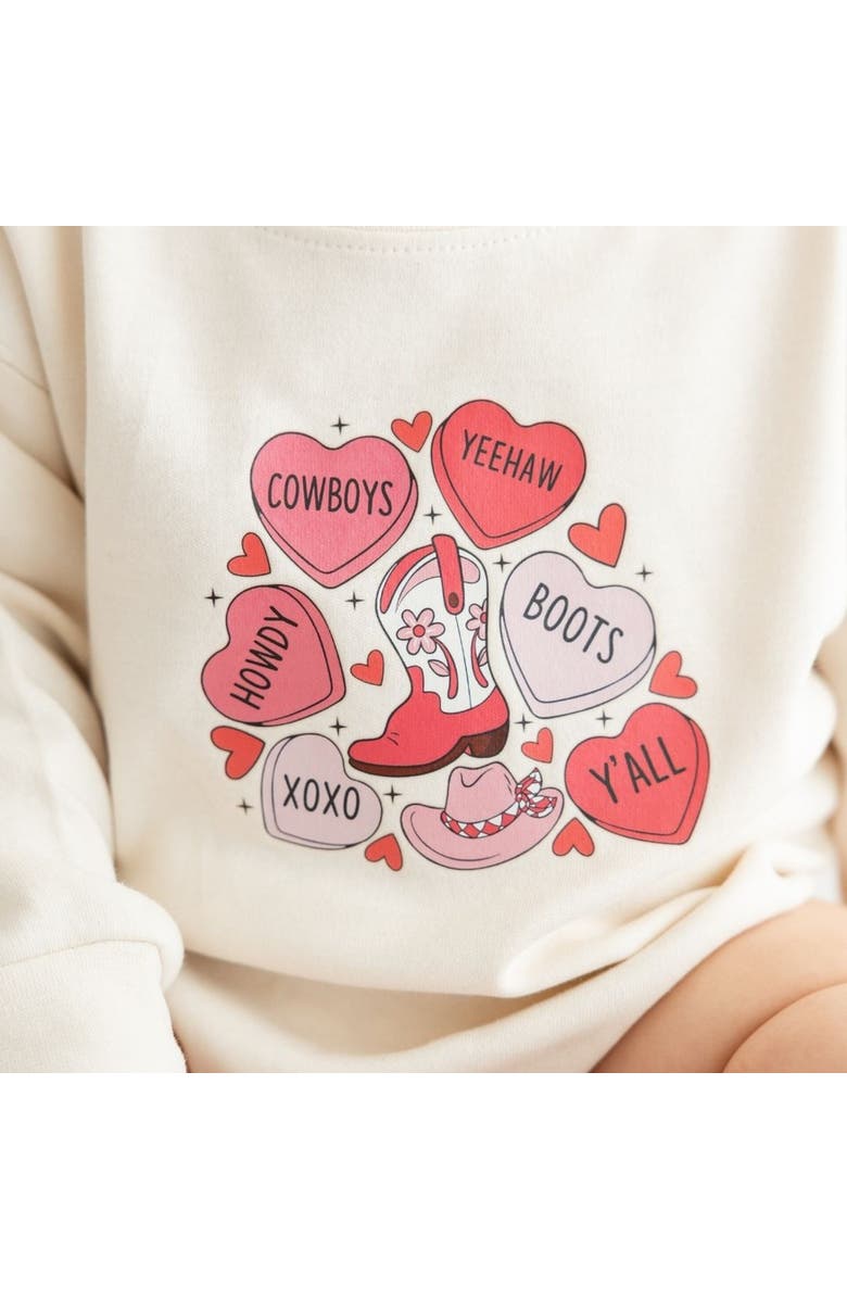 Sweet Wink Howdy Valentine
s Day Long Sleeve Romper, Alternate, color, Natural