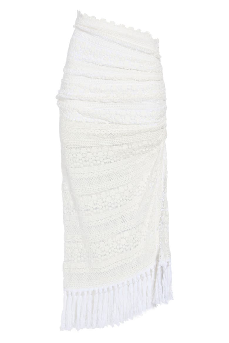 Bali Lace Cotton Fringe Trim Midi Skirt, Main, color, WHITE