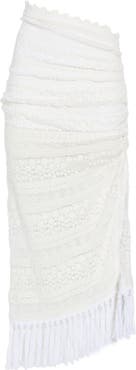 JBQ Bali Lace Cotton Fringe Trim Midi Skirt