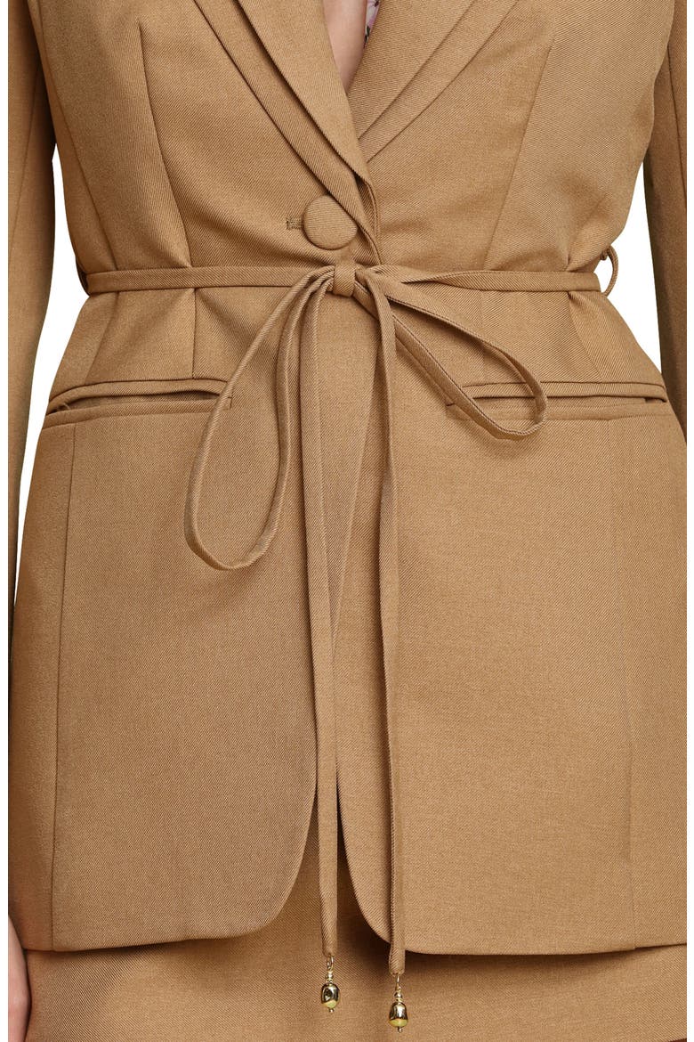 Tie Waist Cutaway Blazer, Alternate, color, HONEY