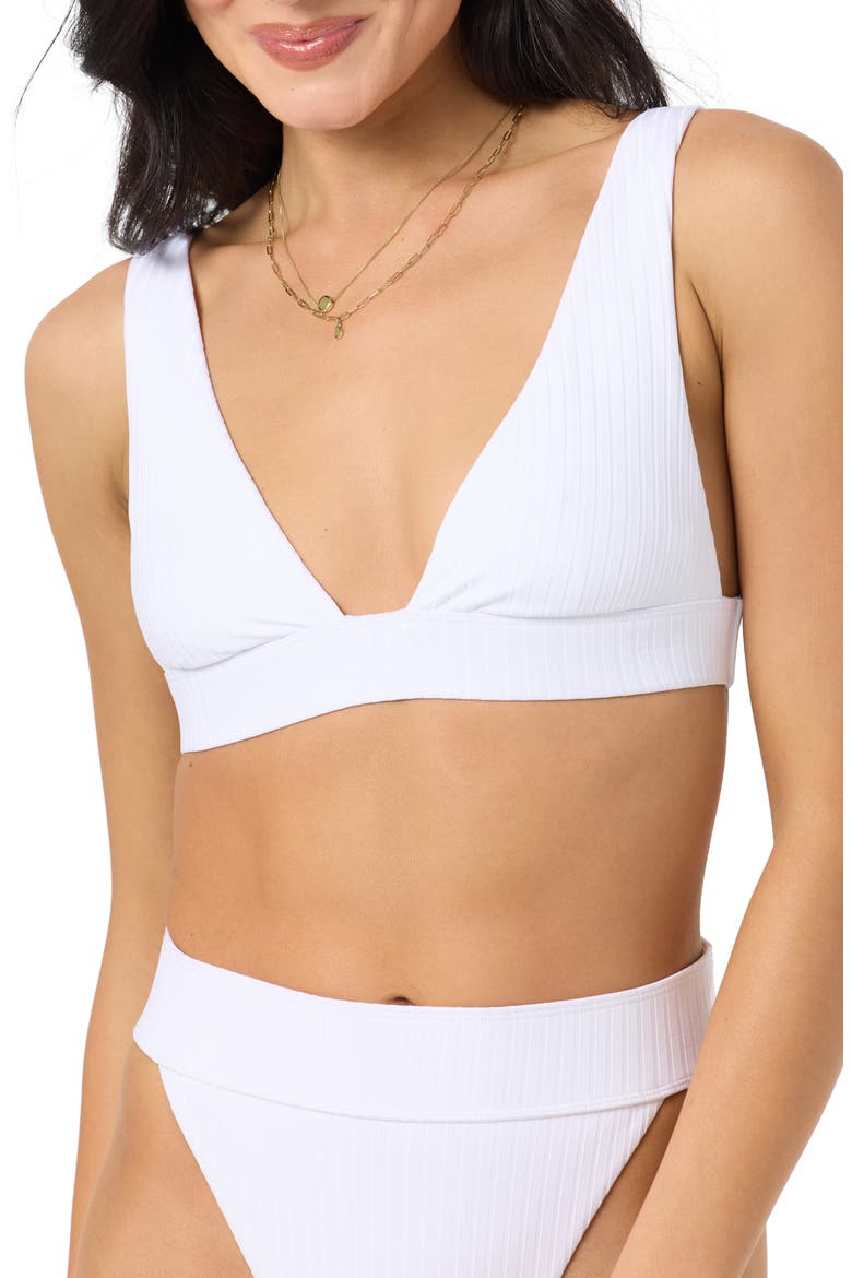 Shorebreak Rib Cancun Bikini Top, Alternate, color, WHITE