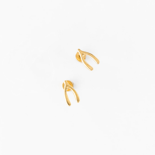 Pip Pop Wishbone Stud Earrings In Gold
