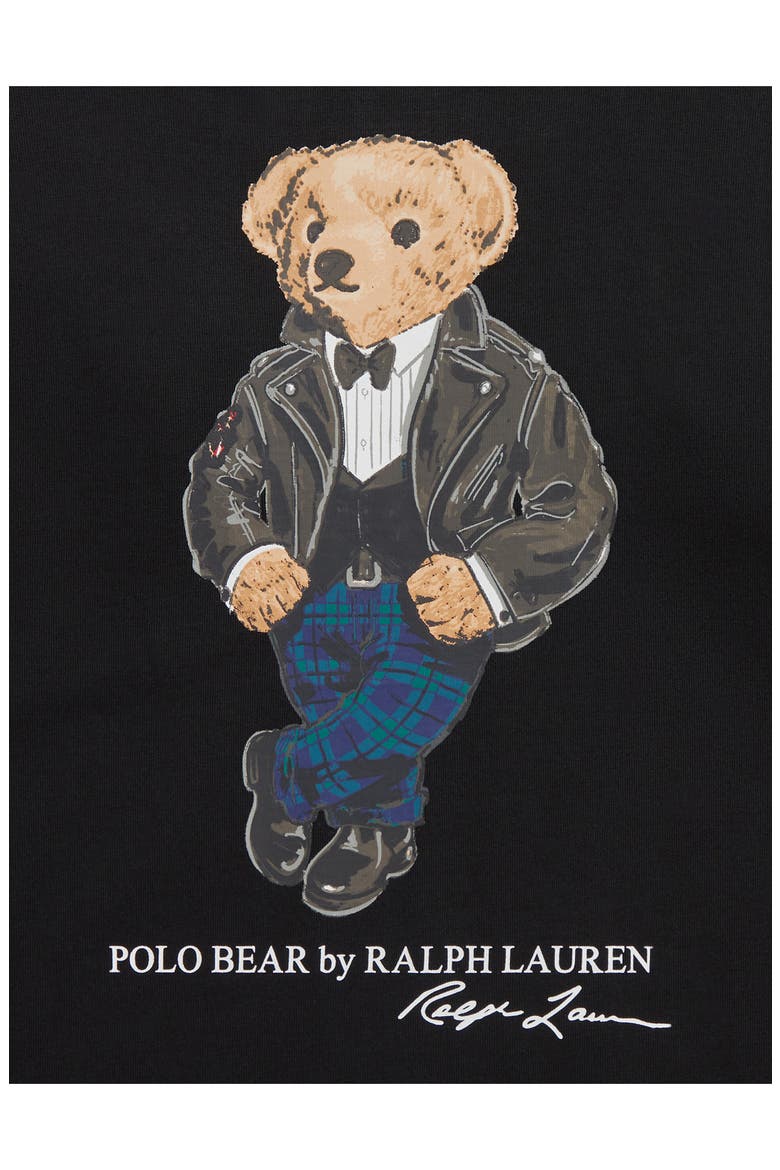 Kids' Polo Bear Cotton Long Sleeve Pocket T-Shirt, Alternate, color, POLO BLACK