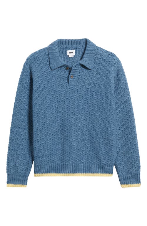 Obey Loreto Polo Sweater Captains Blue Multi In Blue