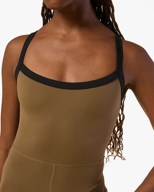 Weworewhat Active Contrast Strap Unitard Jumpsuit In Kangaroo/black