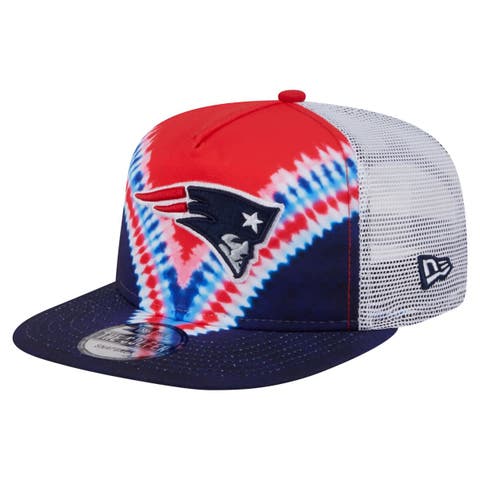 Men's New Era Red/Navy New England Patriots Throwback Dye Golfer Snapback Hat