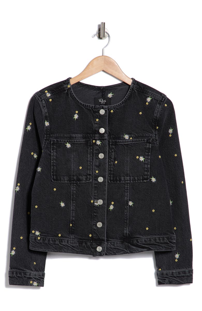Rails Lido Floral Embroidered Denim Jacket, Main, color, Ash Black Floral