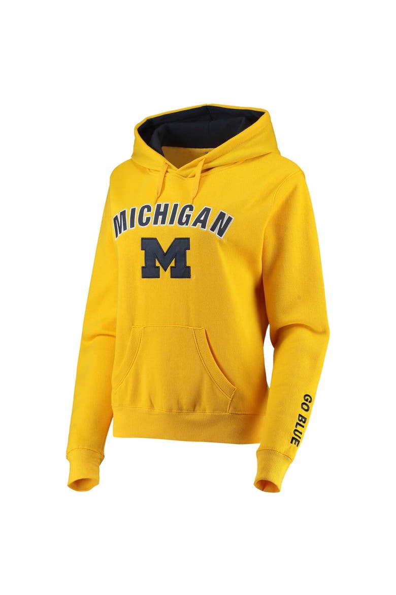Women's Maize Michigan Wolverines Arch & Logo 1 Pullover Hoodie, Alternate, color, Maize