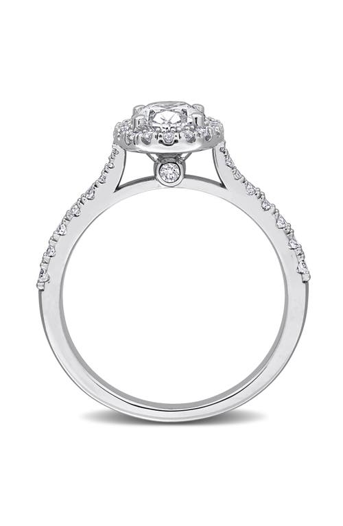 Created Forever Sterling Silver Oval Lab Grown Diamond Halo Engagement Ring In Silver