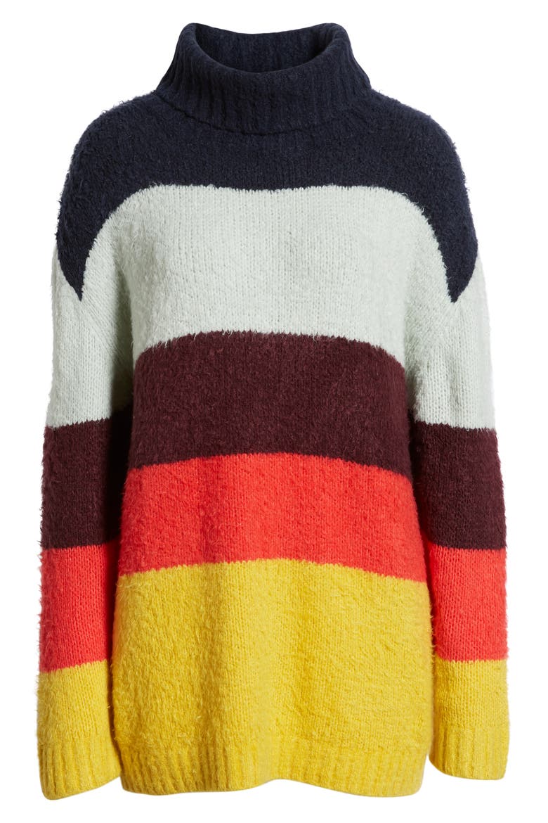 Bold Stripe Oversize Sweater, Alternate, color, BLUE GREY WIDE STRIPE