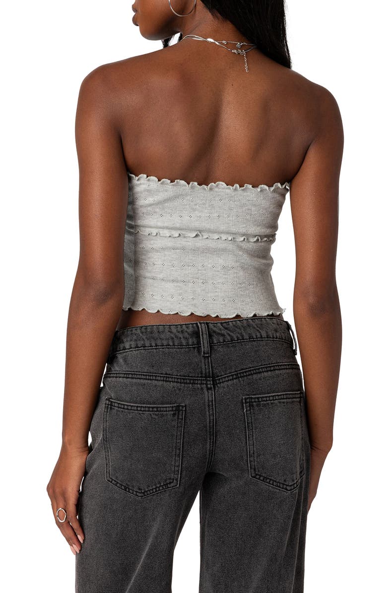 EDIKTED Savannah Pointelle Tube Top, Alternate, color, Gray-Melange