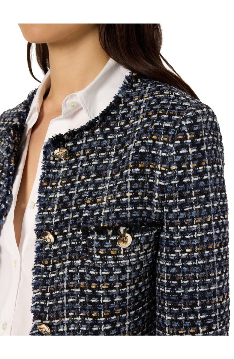 GERARD DAREL Naya Cropped Tweed Bouclé Jacket, Alternate, color, Indigo