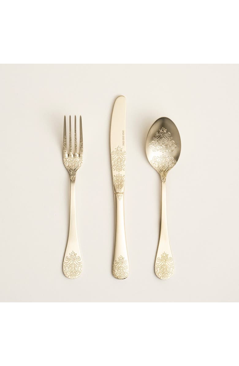 Zsa Zsa Zsu Dume Patterned Steel Dessert Knife Set Of 4, Alternate, color, Champagne