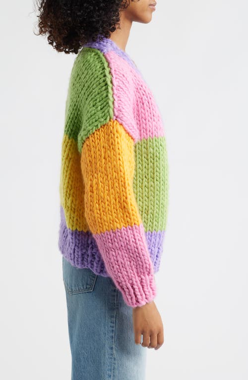 Roffe Accessories Colorblock Chunky Cardigan In Multi