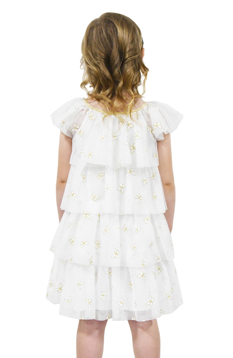 Zunie Kids' Embroidered Butterfly Tiered Party, Alternate, color, Ivory/ Gold