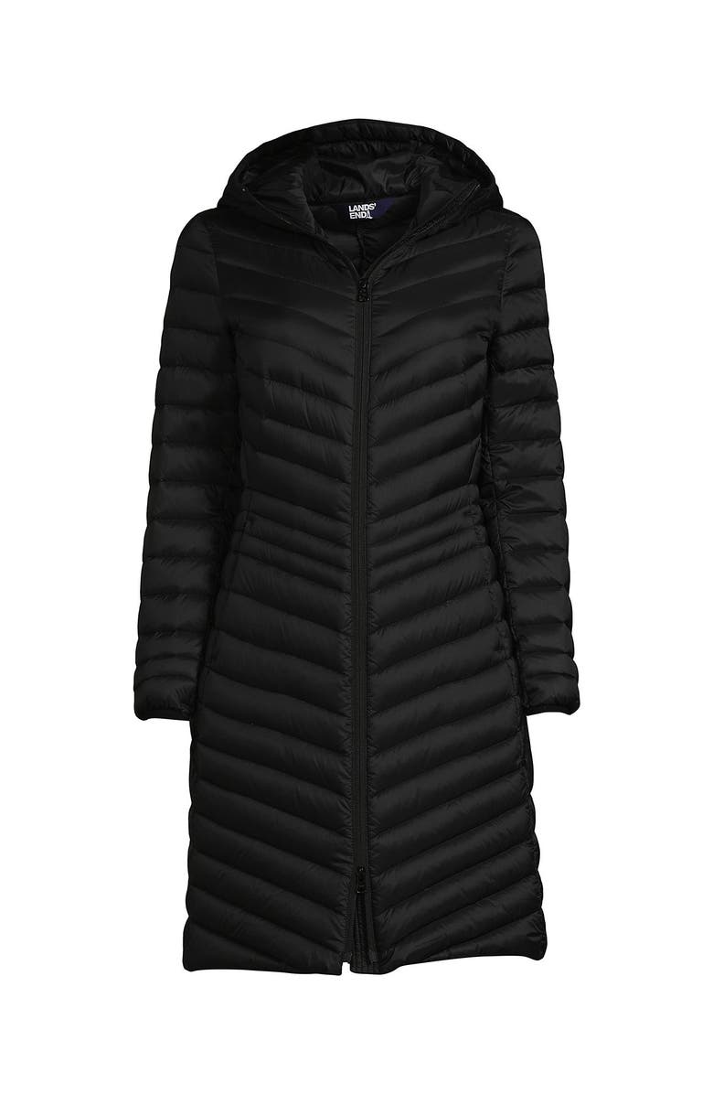 Lands' End Ultralight Packable Long Down Coat, Alternate, color, Black